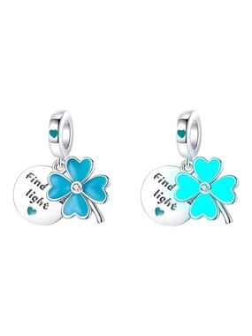 S925 Sterling Silver Luminous Four-Leaf Clover Charm